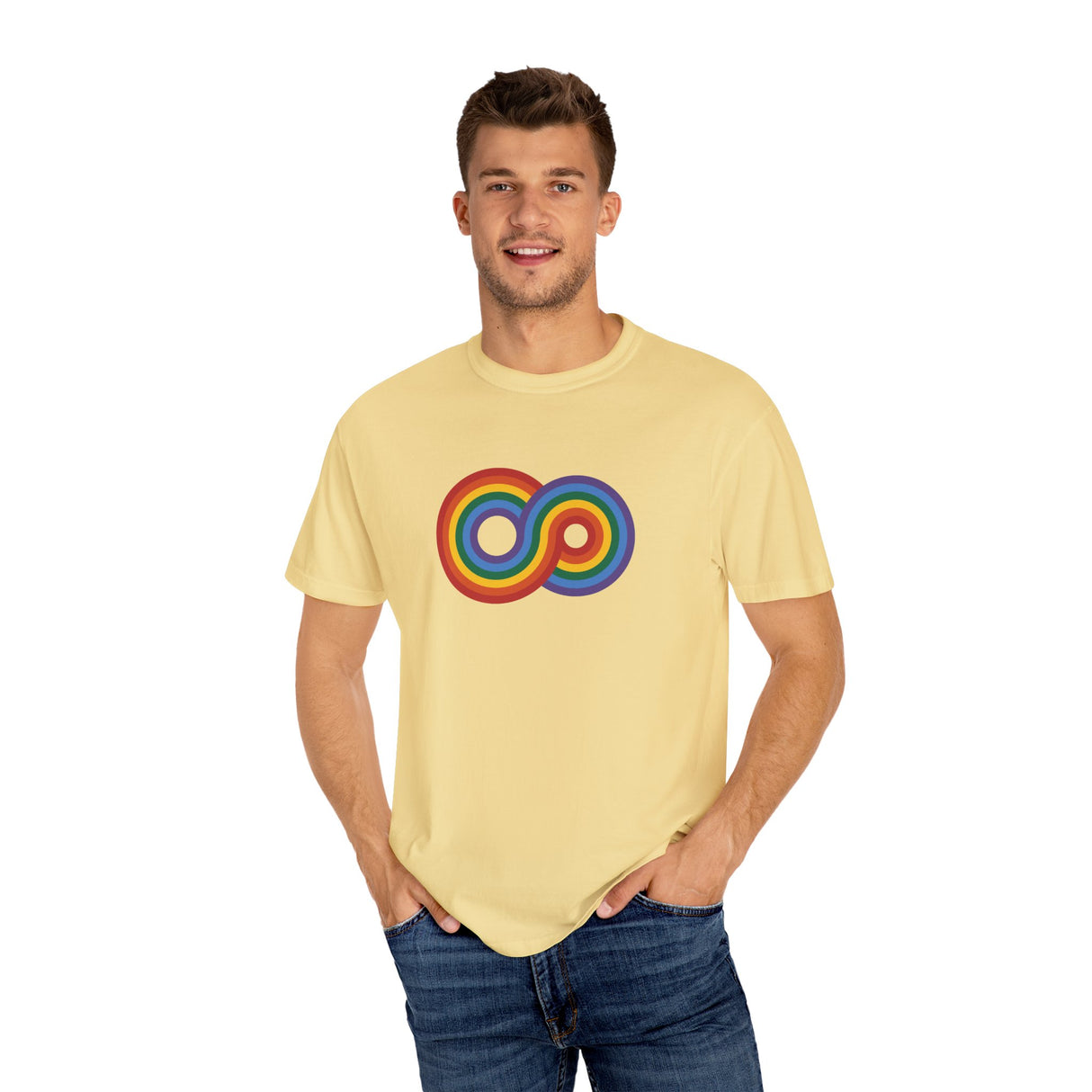 Gayfinity Rainbow Heavyweight Tee – Washed Look, Limitless Pride