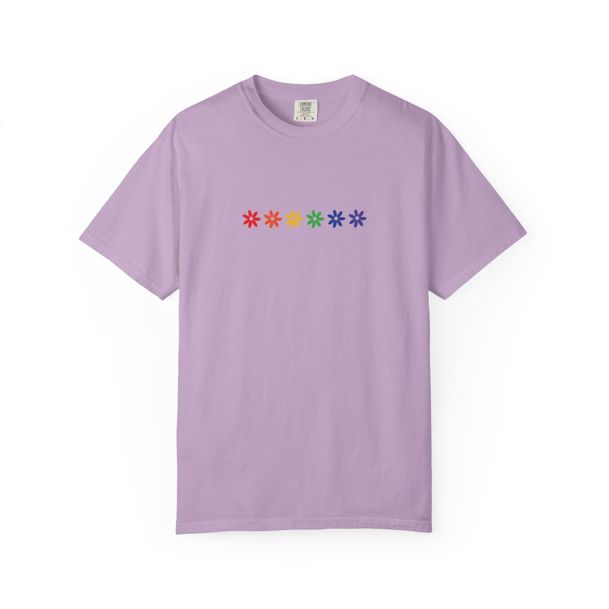 Rainbow Flowers Tee – Washed-In Comfort, Worn-With Pride