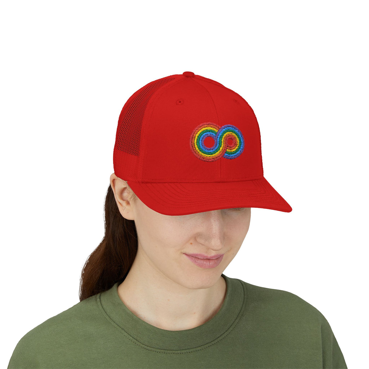 Gayfinity Rainbow Trucker Hat – Breezy Build, Boundless Pride