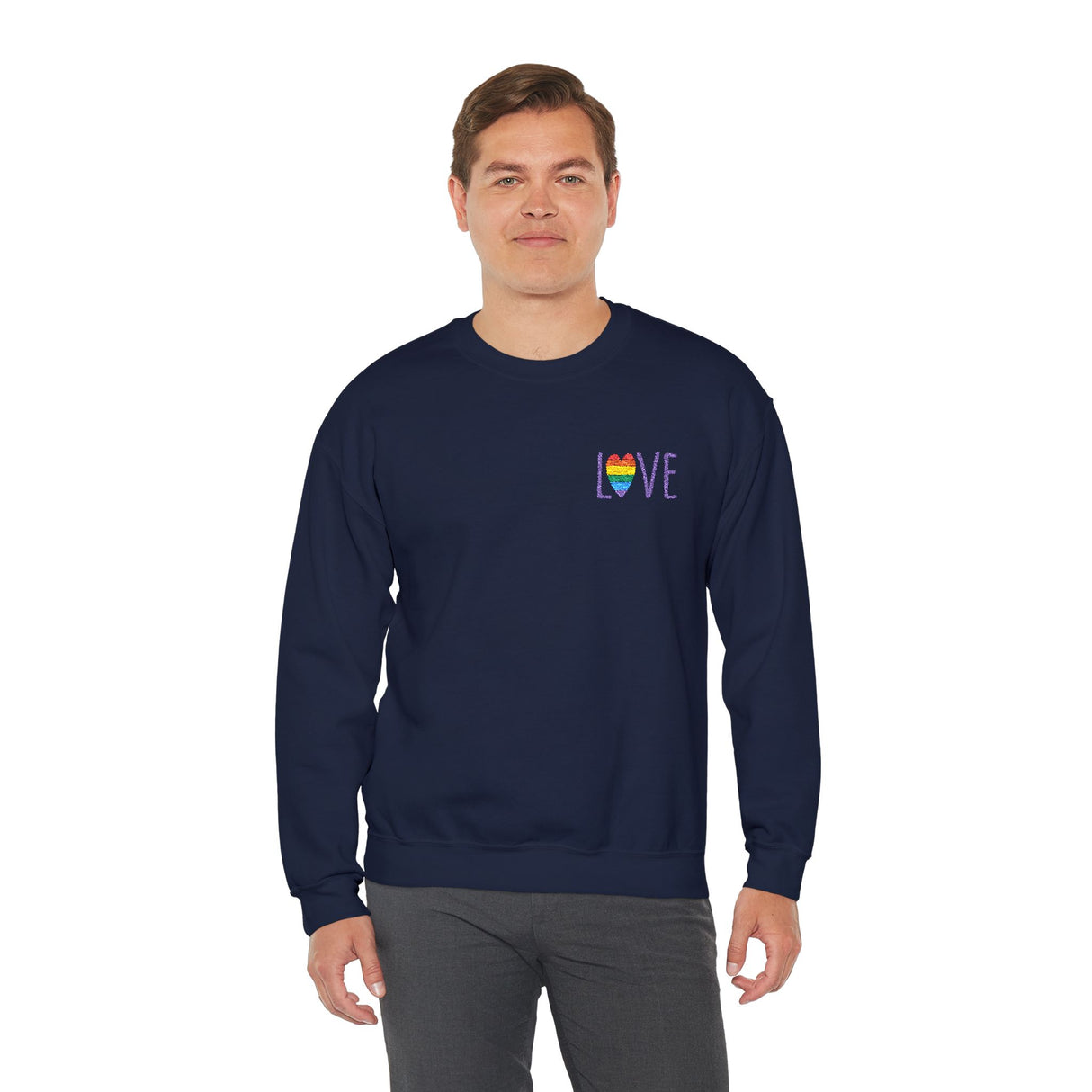LOVE Rainbow Heart Embroidered Crewneck Sweatshirt