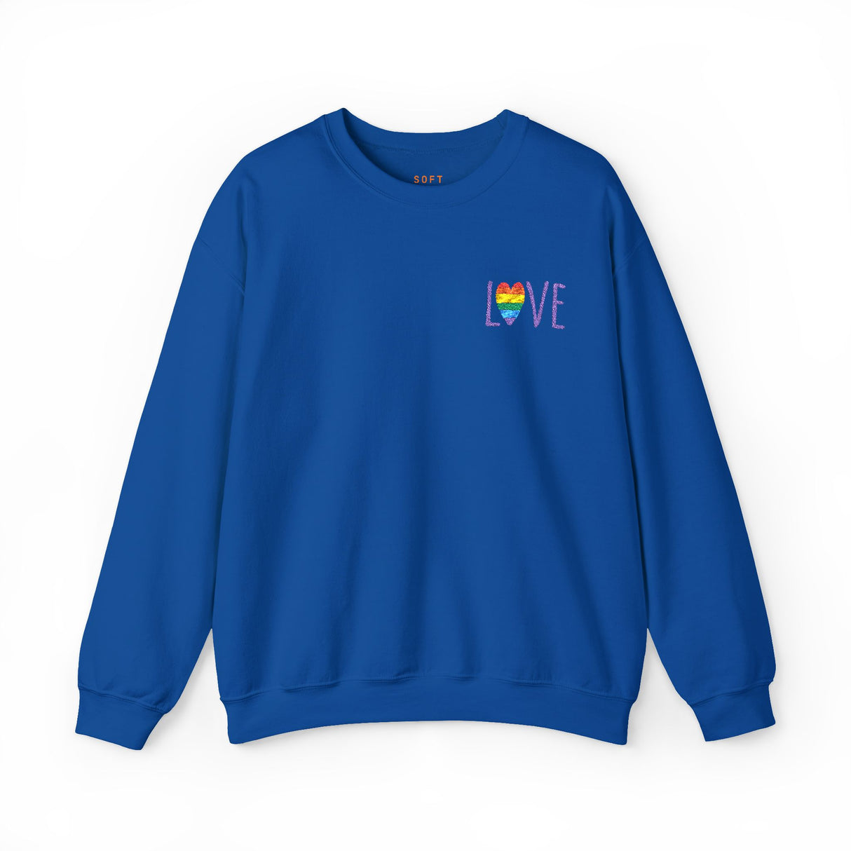 LOVE Rainbow Heart Embroidered Crewneck Sweatshirt