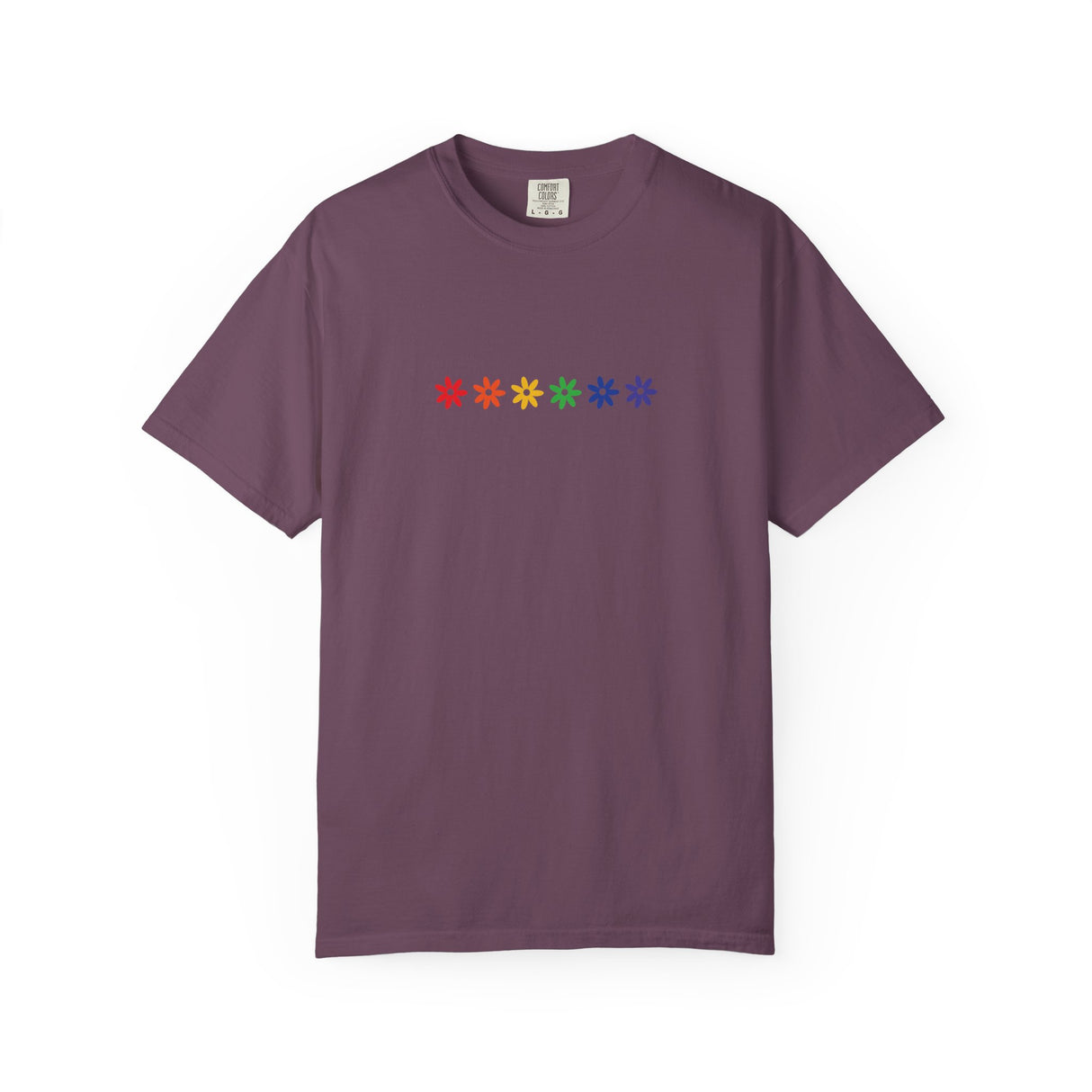 Rainbow Flowers Tee – Washed-In Comfort, Worn-With Pride