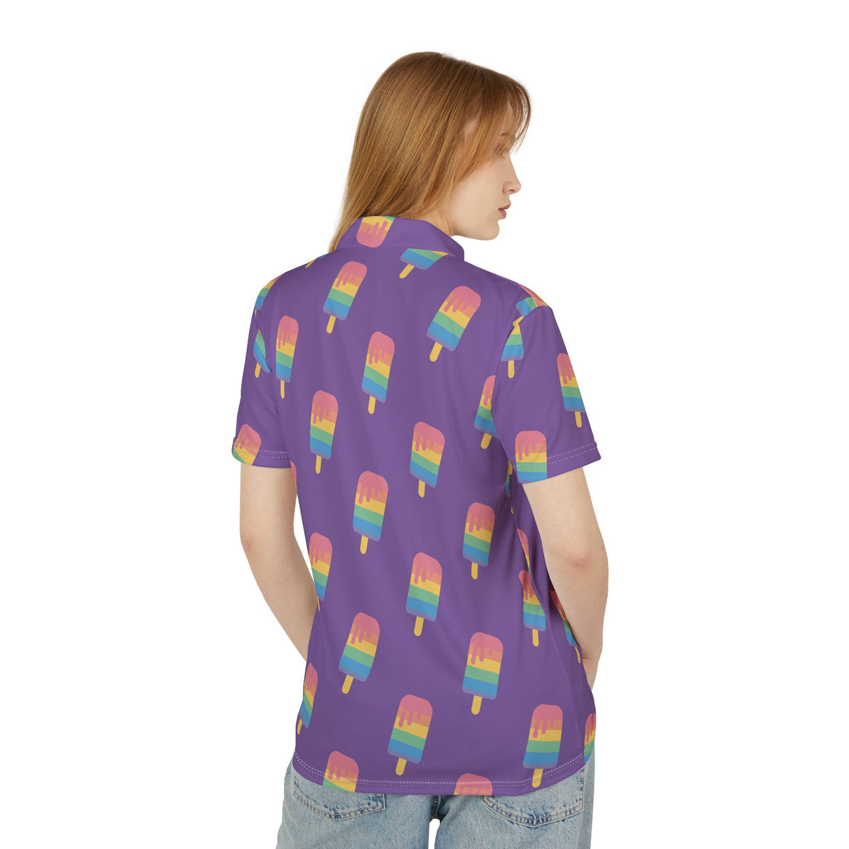 Purple Colorful Popsicle Pattern Unisex Polo Shirt - Summer Vibes