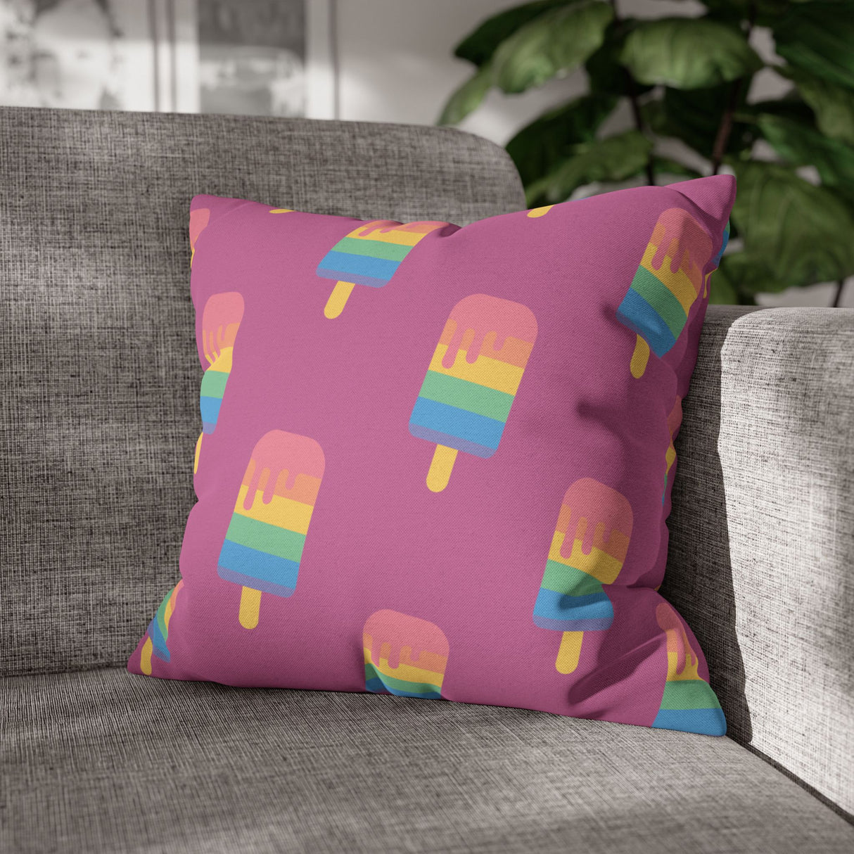 Melting Point Colorful Popsicle Square Pillowcase for Summer Vibes