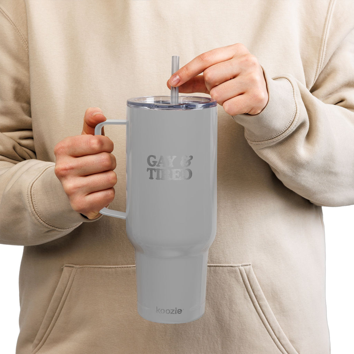 Gay & Tired Engraved Insulated Tumbler - 40oz Sir Travel Mug