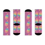 Pink Colorful Ice Cream Cone Cushioned Crew Socks - Fun Summer Vibe