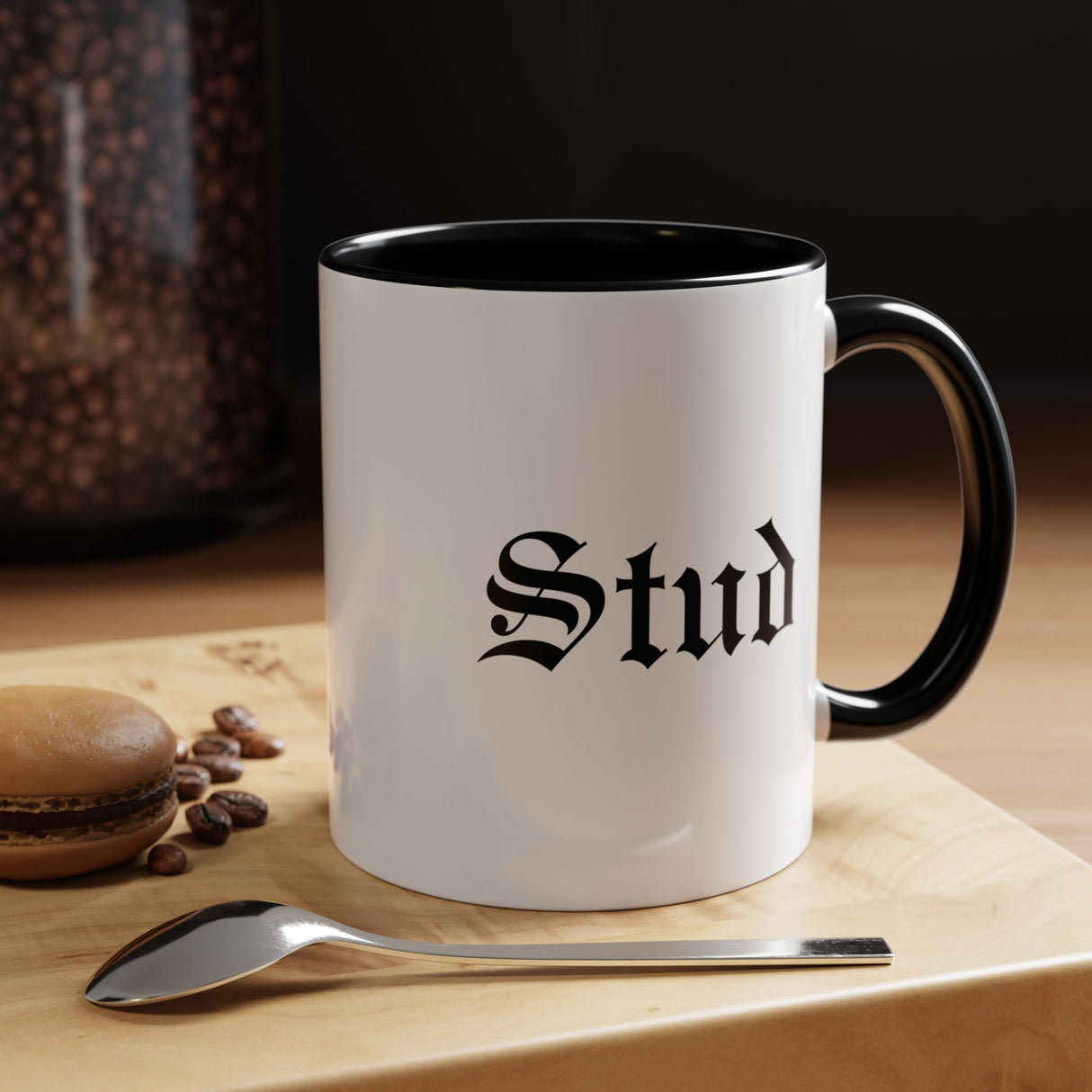 Stud Accent Coffee Mug - Black Handle, 11oz & 15oz Options