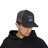 Protect Trans Rights 2025 Trucker Hat – Mesh Back, Solid Message