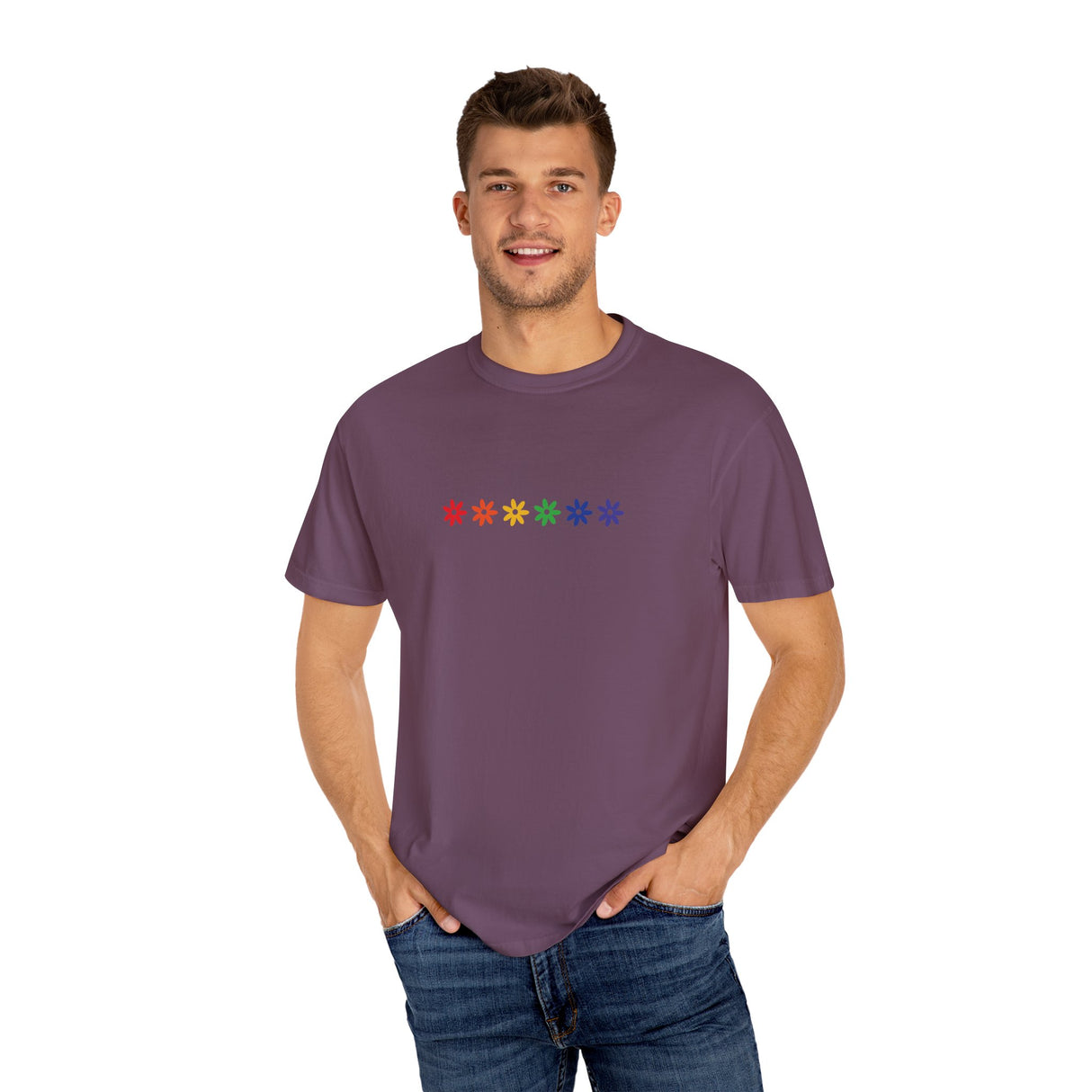 Rainbow Flowers Tee – Washed-In Comfort, Worn-With Pride