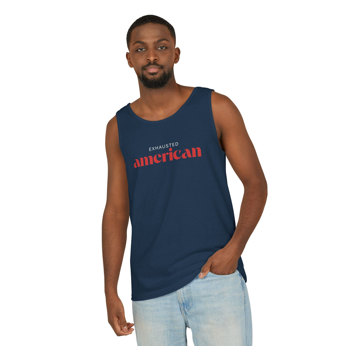 Exhausted American Unisex Tank Top - Casual Summer Wear