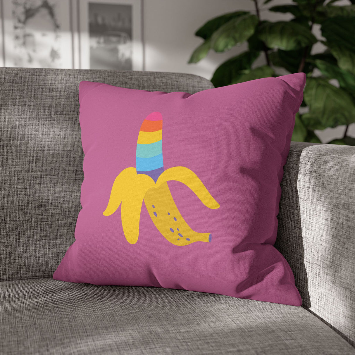 Banana Rainbow Pillow Cover