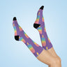 Purple Colorful Ice Cream Cone Cushioned Crew Socks - Fun Summer Vibe