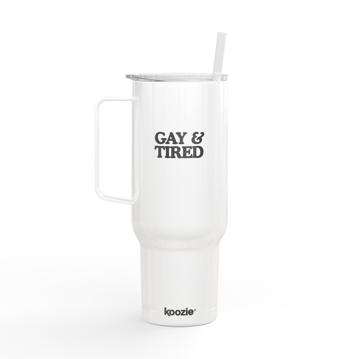 Gay & Tired Engraved Insulated Tumbler - 40oz Sir Travel Mug