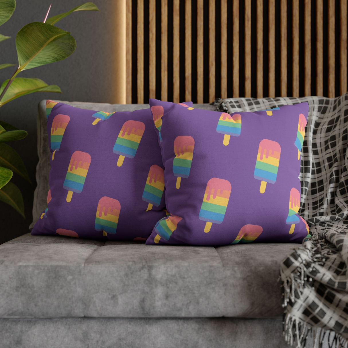 Melting Point Colorful Popsicle Square Pillowcase for Summer Vibes