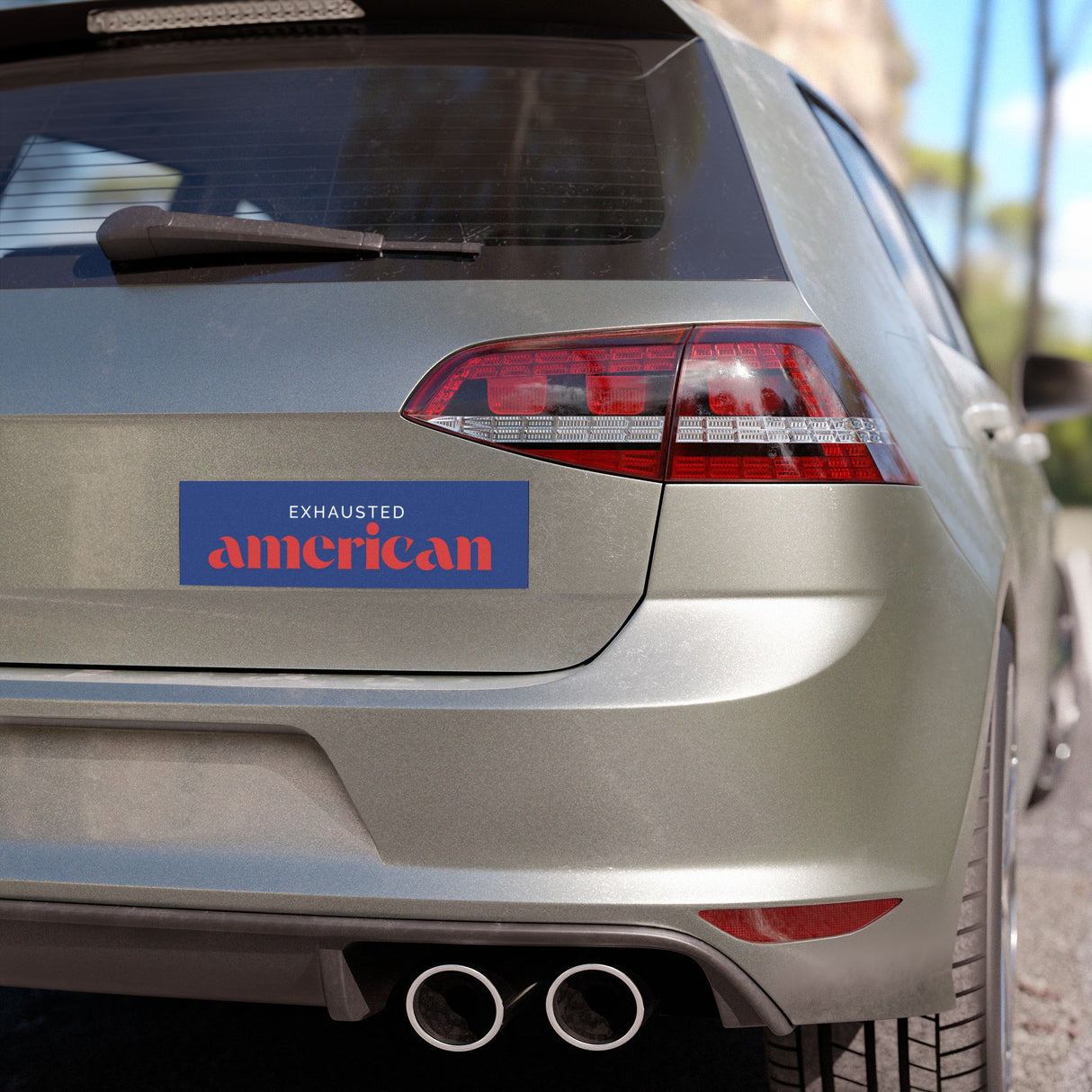 Exhausted American Car Magnet - Fun Auto Decor for Tired Souls