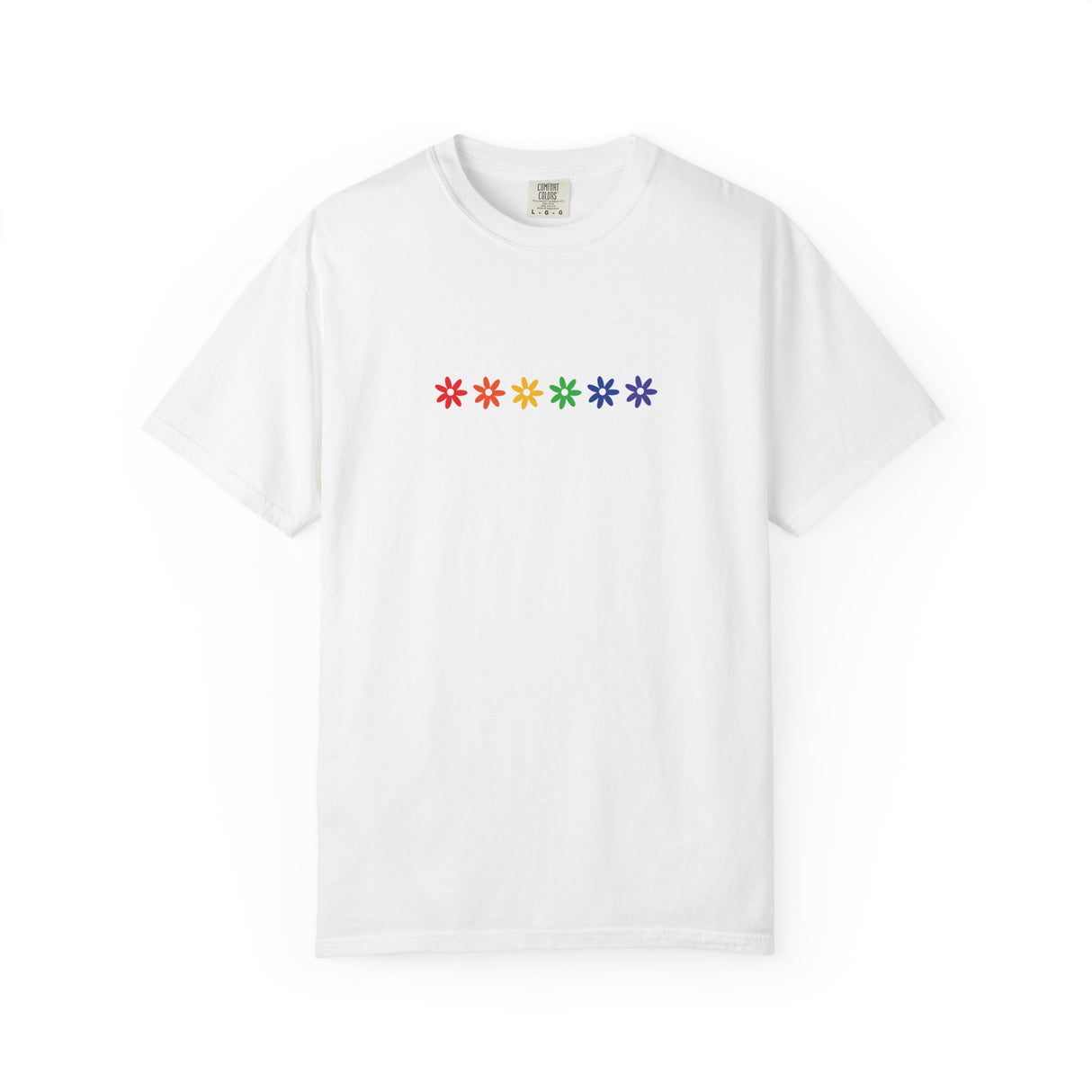 Rainbow Flowers Tee – Washed-In Comfort, Worn-With Pride