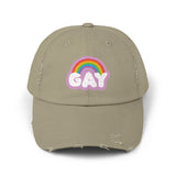 Gay Rainbow Cloud Hat – Weathered Look, Fresh Message