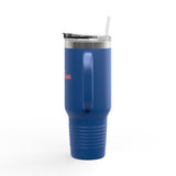 Exhausted American Insulated Travel Mug - 40oz Red Tumbler for On-the-Go Coffee Lovers