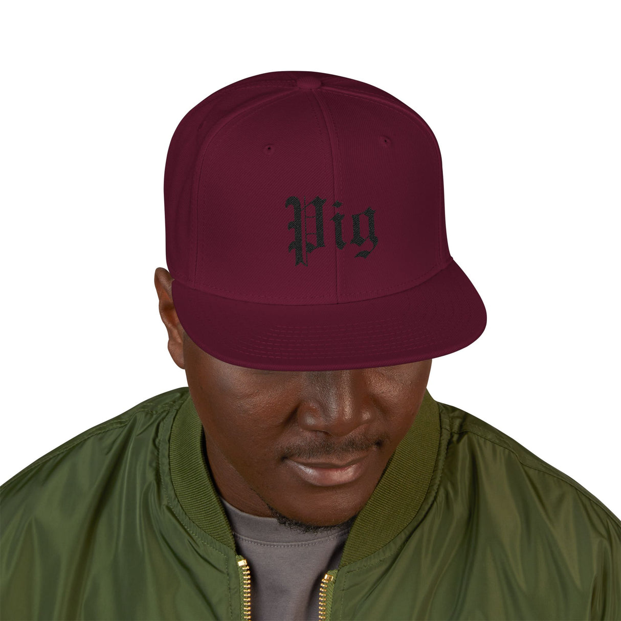 Pig Embroidered Snapback Hat
