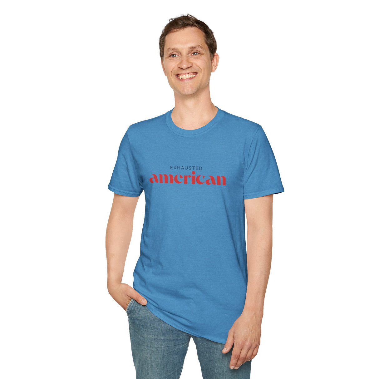 Exhausted American Unisex Softstyle T-Shirt - Casual Comfort Tee for Everyday Wear