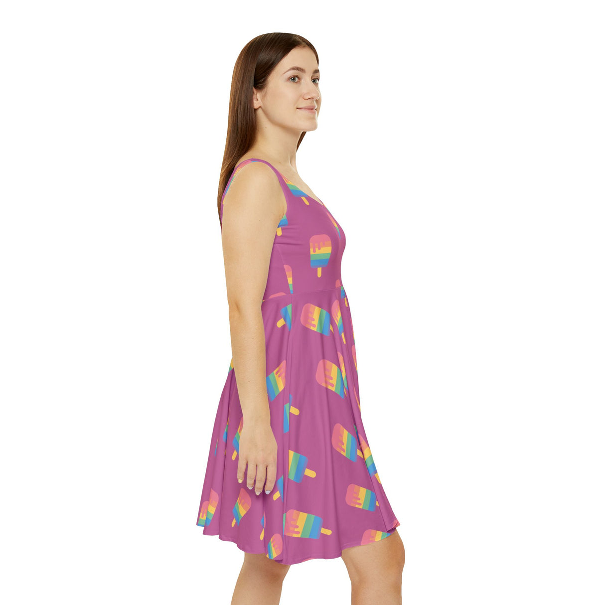 Pink Melting Point Skater Dress, Summer Vibes Dress, Casual Party Dress, Cute Ice Cream Dress, Vacation Outfit