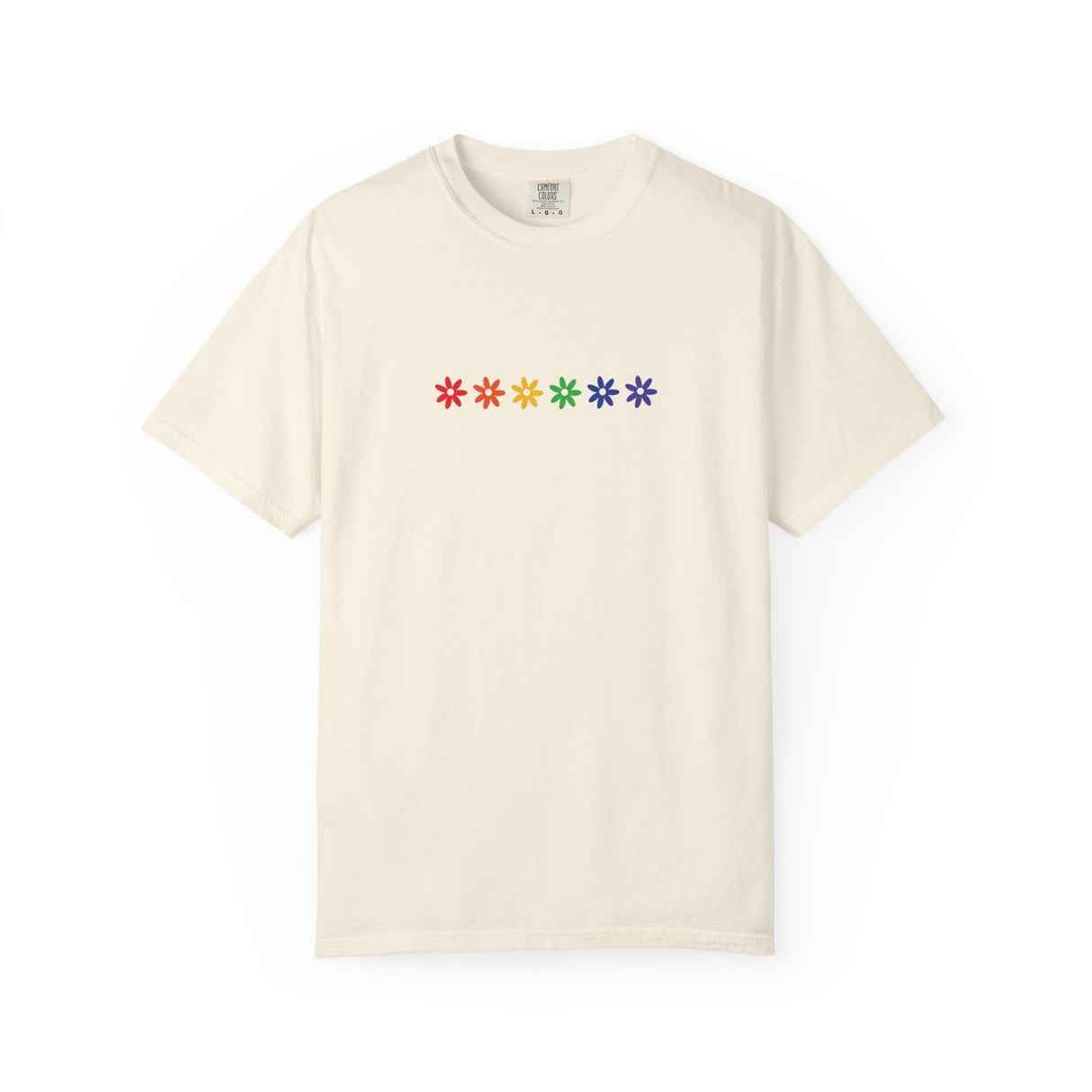 Rainbow Flowers Tee – Washed-In Comfort, Worn-With Pride