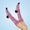 Pink Colorful Ice Cream Cone Cushioned Crew Socks - Fun Summer Vibe