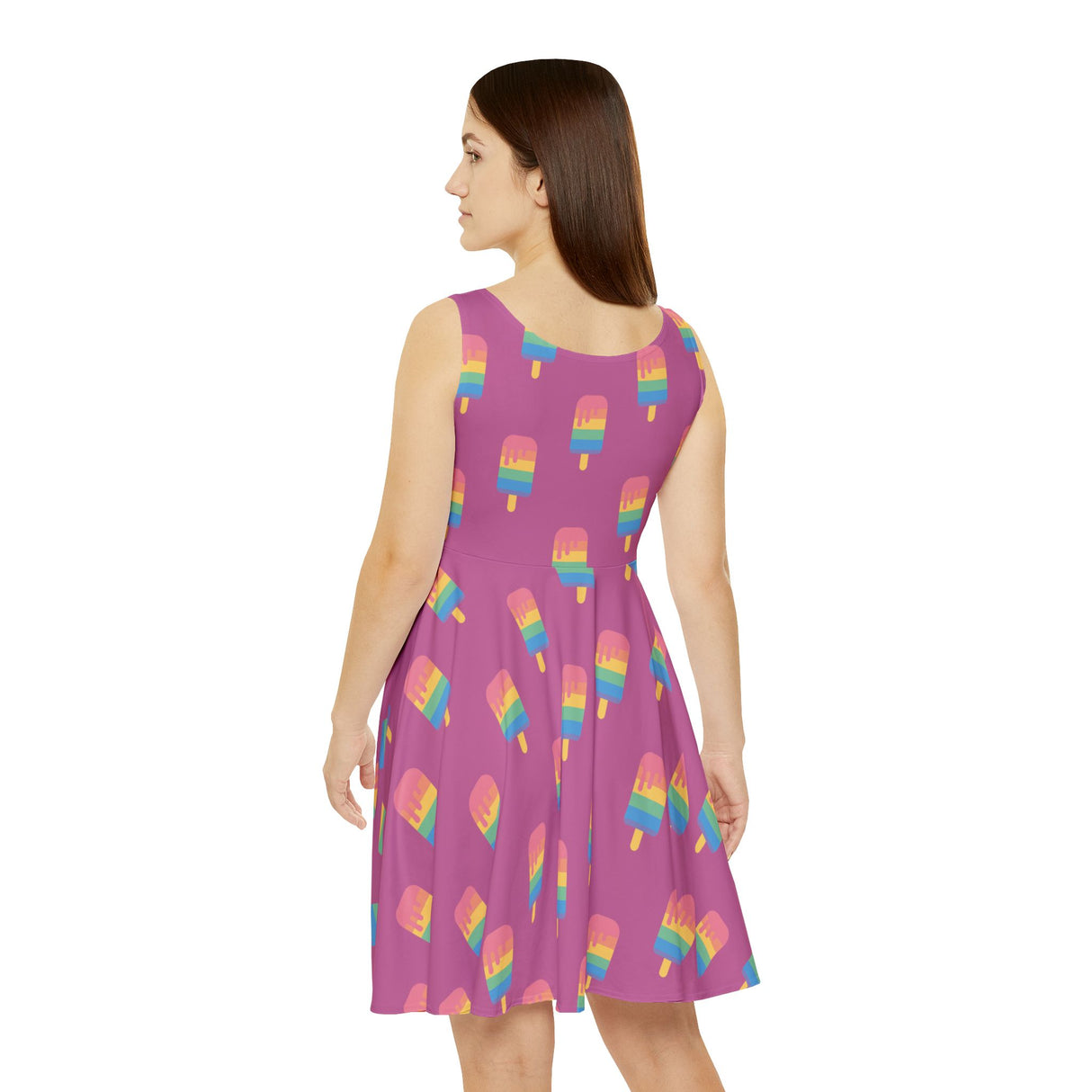 Pink Melting Point Skater Dress, Summer Vibes Dress, Casual Party Dress, Cute Ice Cream Dress, Vacation Outfit