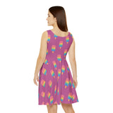 Pink Melting Point Skater Dress, Summer Vibes Dress, Casual Party Dress, Cute Ice Cream Dress, Vacation Outfit
