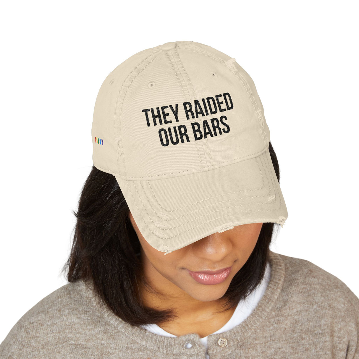 They Raided Our Bars Distressed Dad Hat – Frontline Memory, Side Pride
