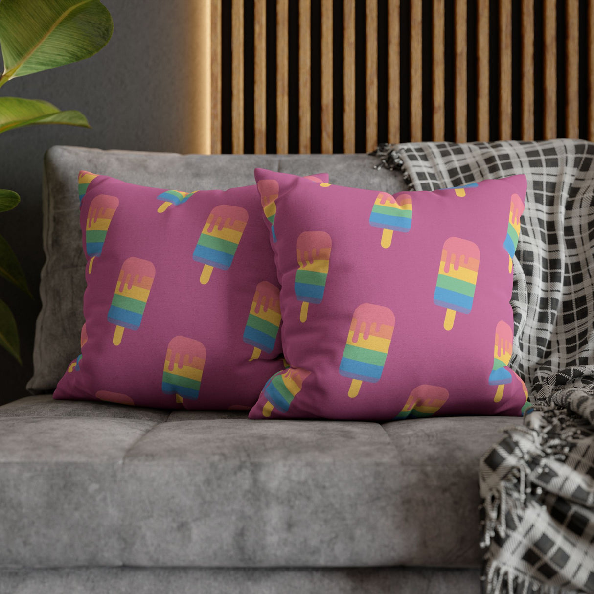 Melting Point Colorful Popsicle Square Pillowcase for Summer Vibes