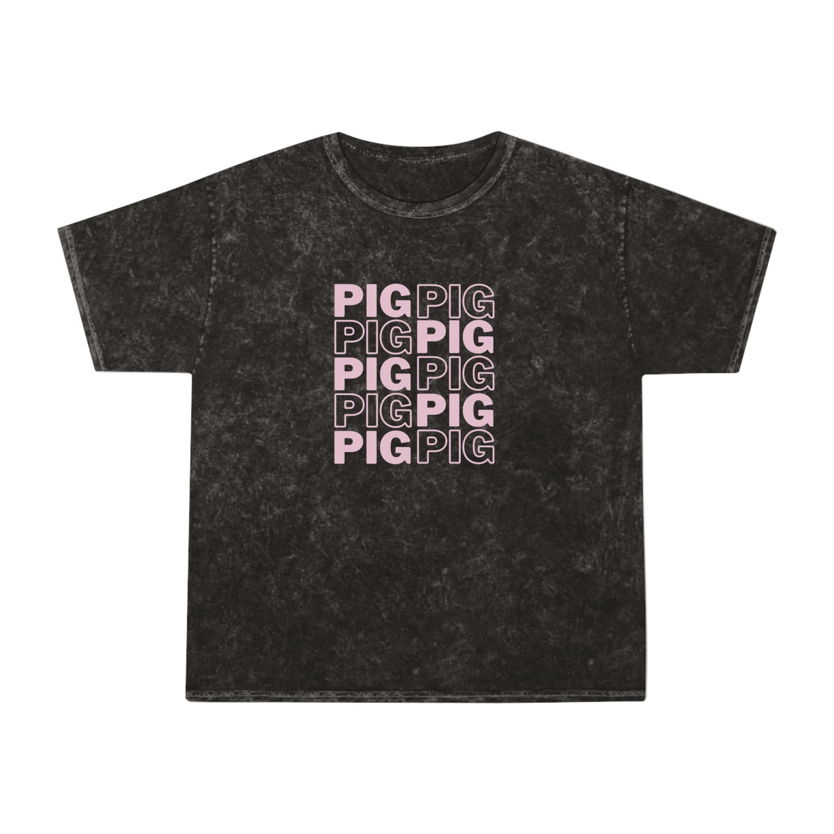 Pig Pattern Mineral Wash T-Shirt -  Graphic Tee