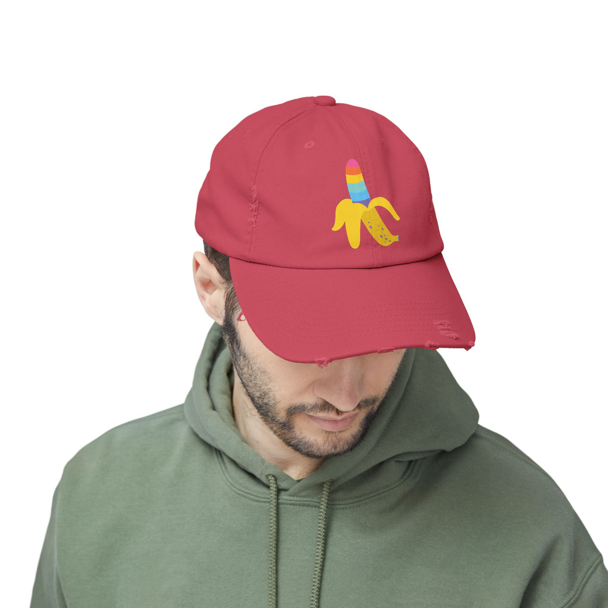 Banana Rainbow Icon Distressed Dad Cap
