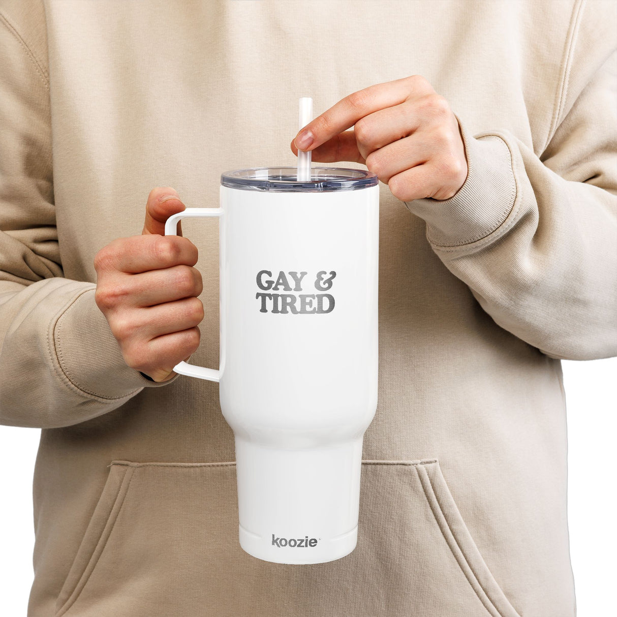 Gay & Tired Engraved Insulated Tumbler - 40oz Sir Travel Mug