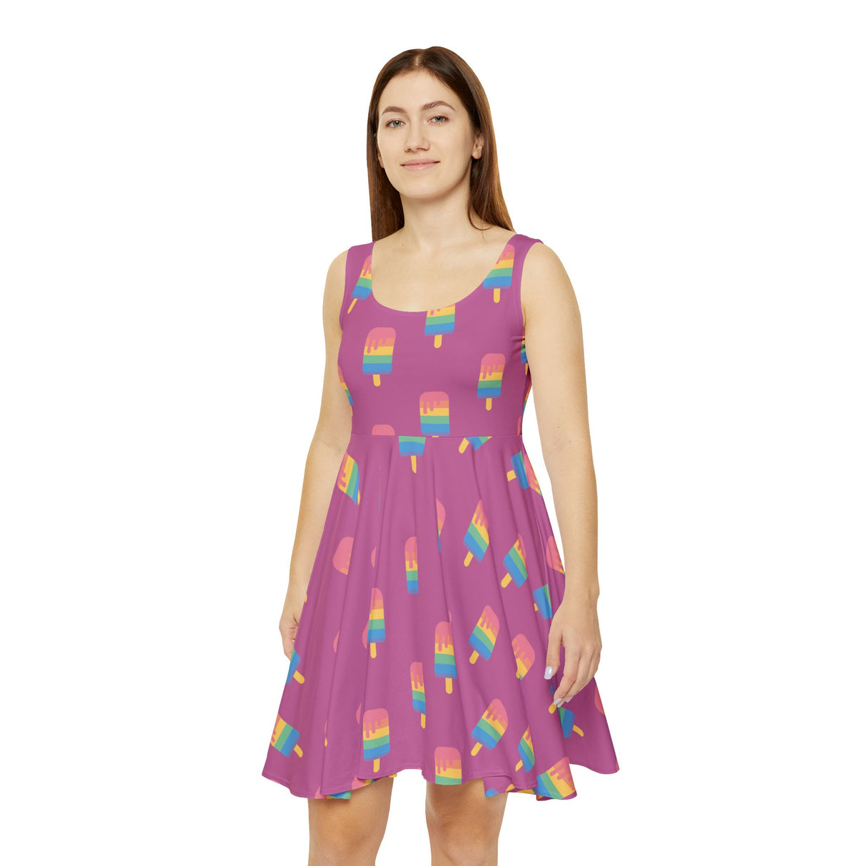 Pink Melting Point Skater Dress, Summer Vibes Dress, Casual Party Dress, Cute Ice Cream Dress, Vacation Outfit