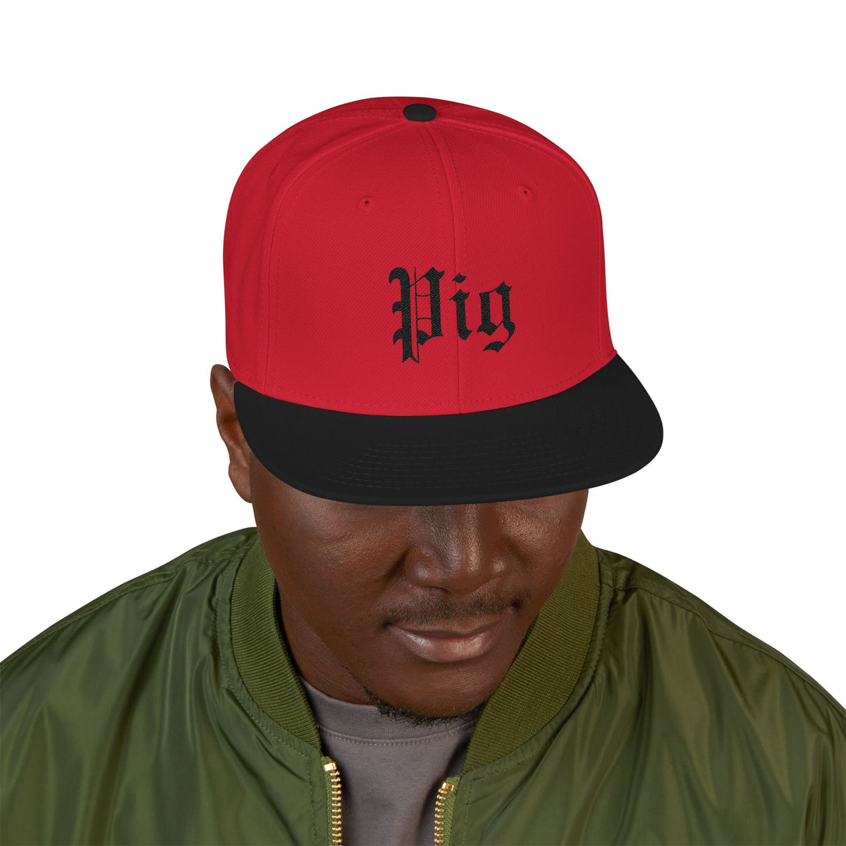 Pig Embroidered Snapback Hat