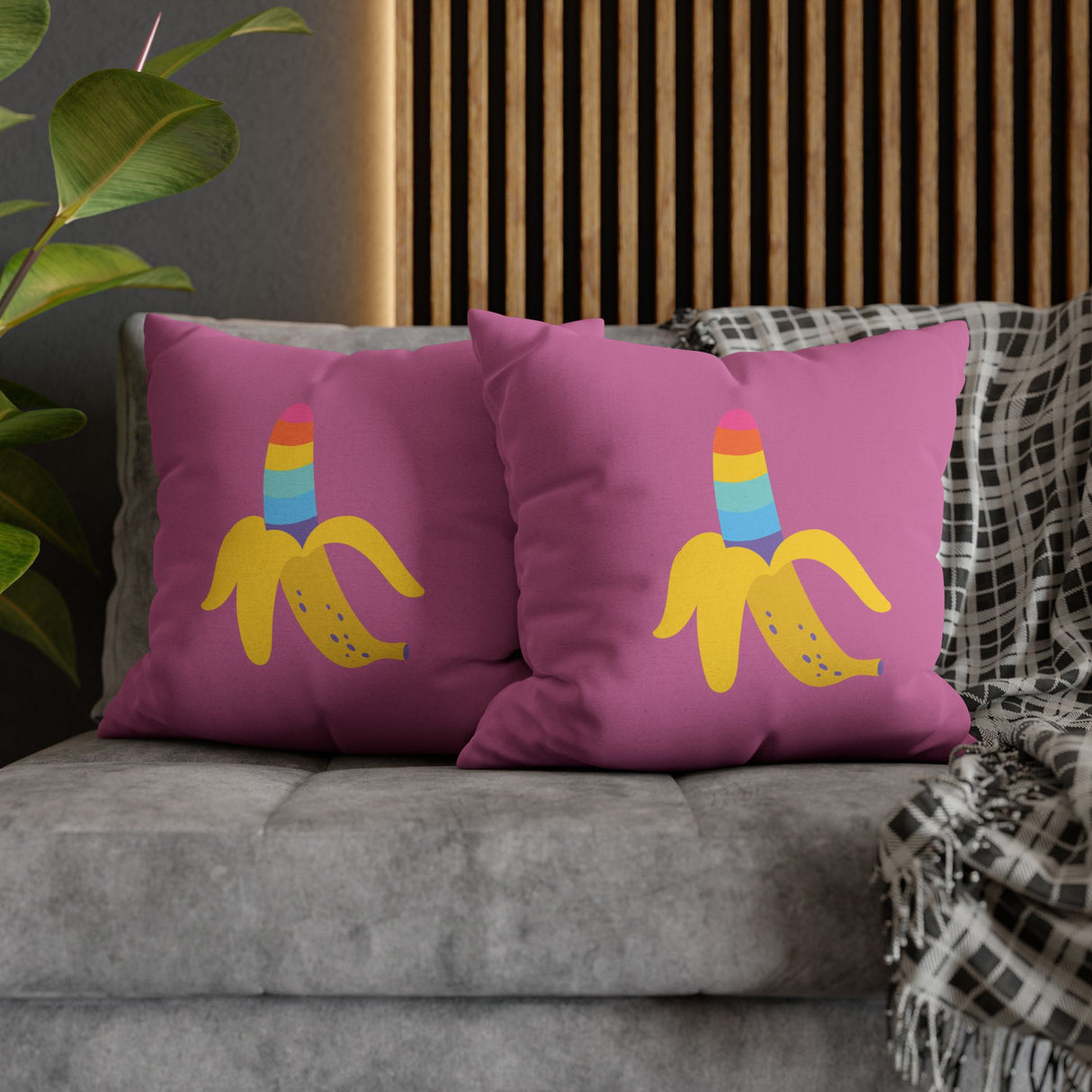 Banana Rainbow Pillow Cover