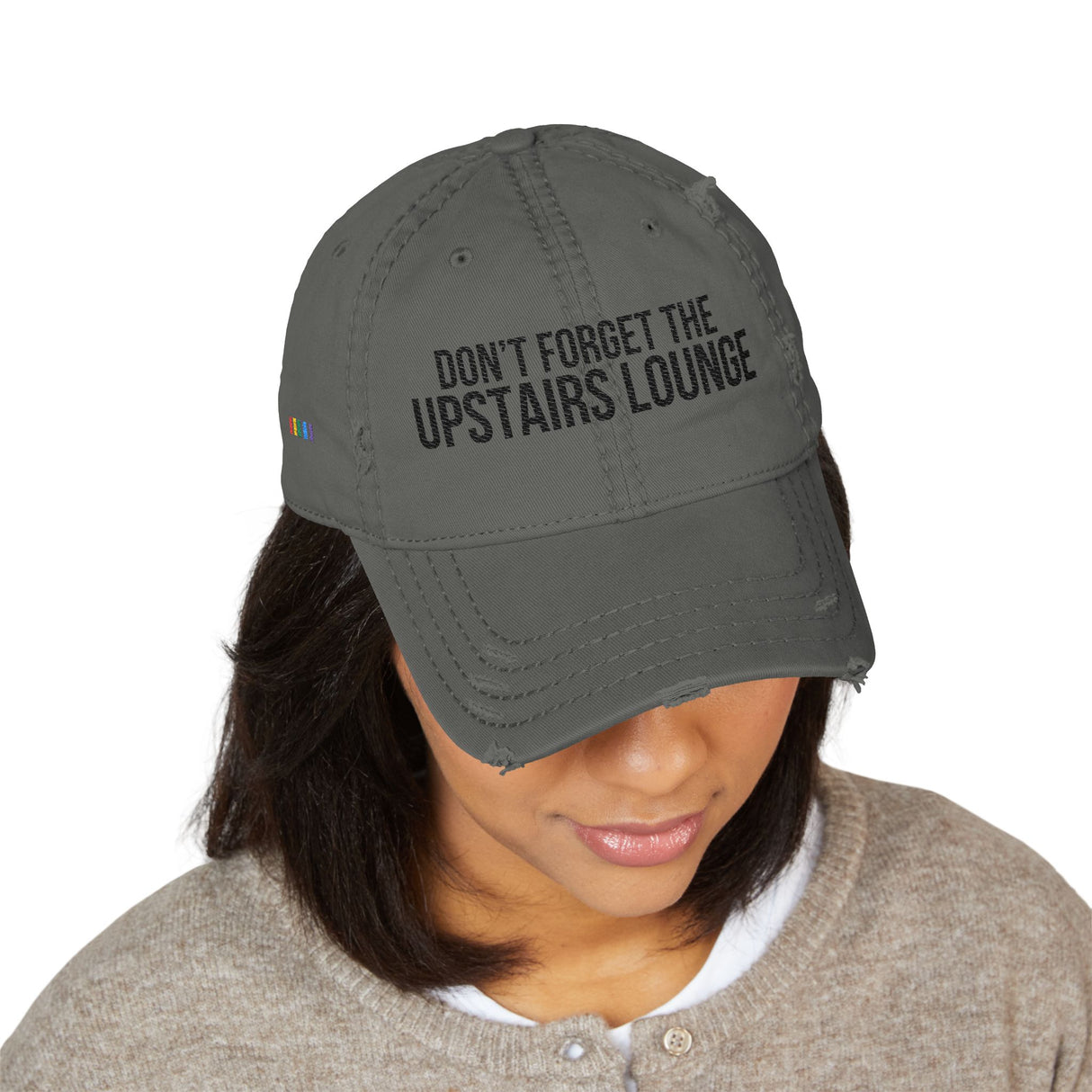 Don’t Forget the Upstairs Lounge Distressed Dad Hat – Grief, Stitched Quietly