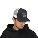 Protect Trans Rights 2025 Trucker Hat – Mesh Back, Solid Message