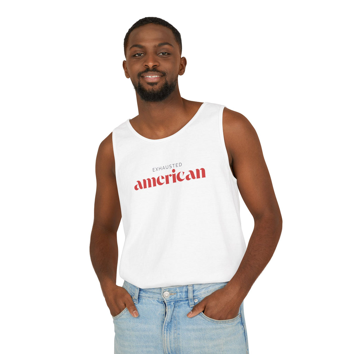 Exhausted American Unisex Tank Top - Casual Summer Wear
