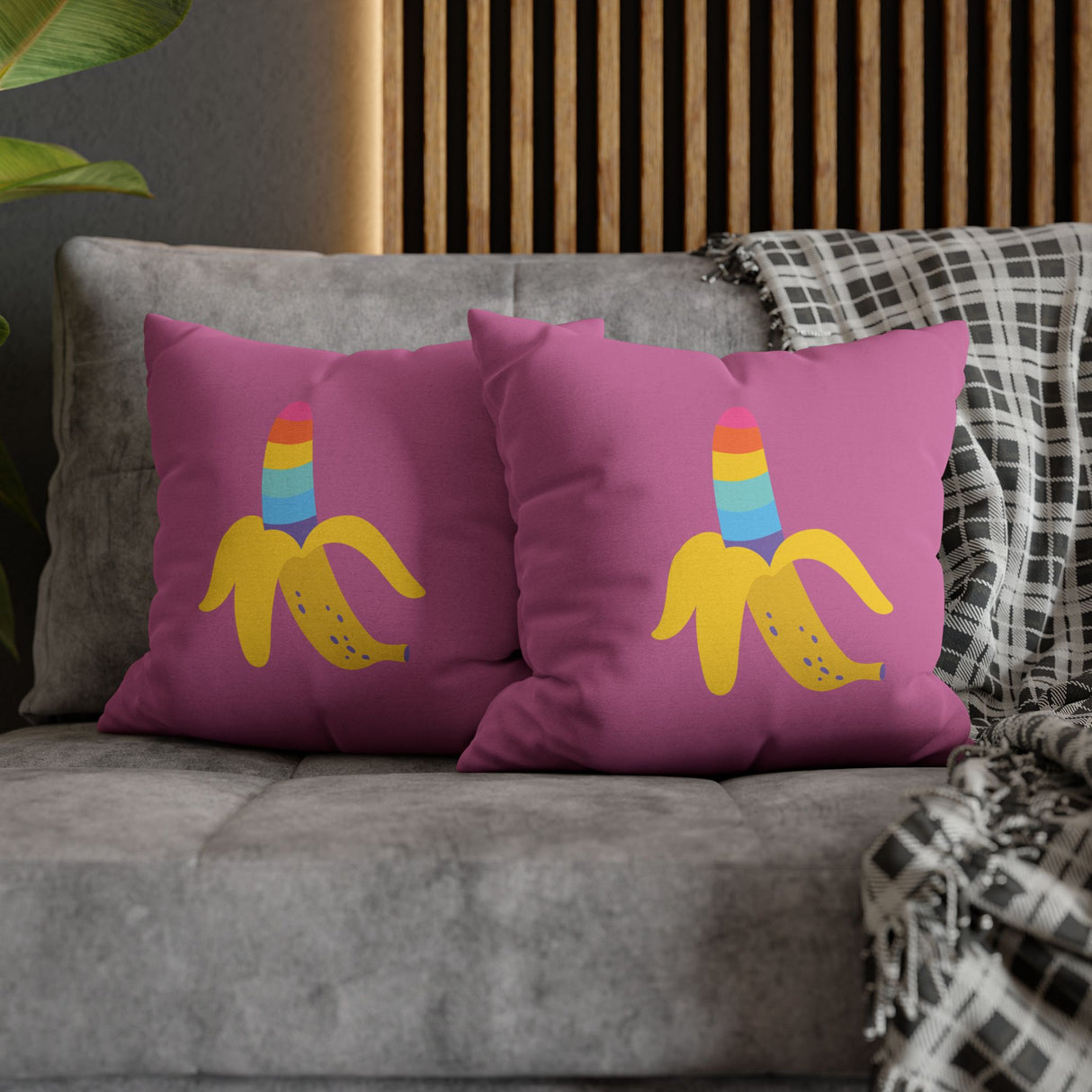 Banana Rainbow Pillow Cover