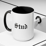 Stud Accent Coffee Mug - Black Handle, 11oz & 15oz Options